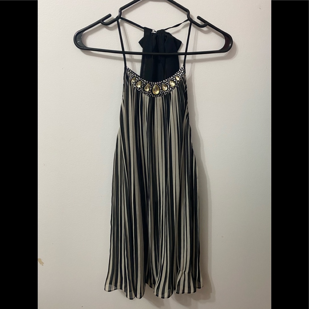 Flowy Rhinestone Shift Open back bow Dress